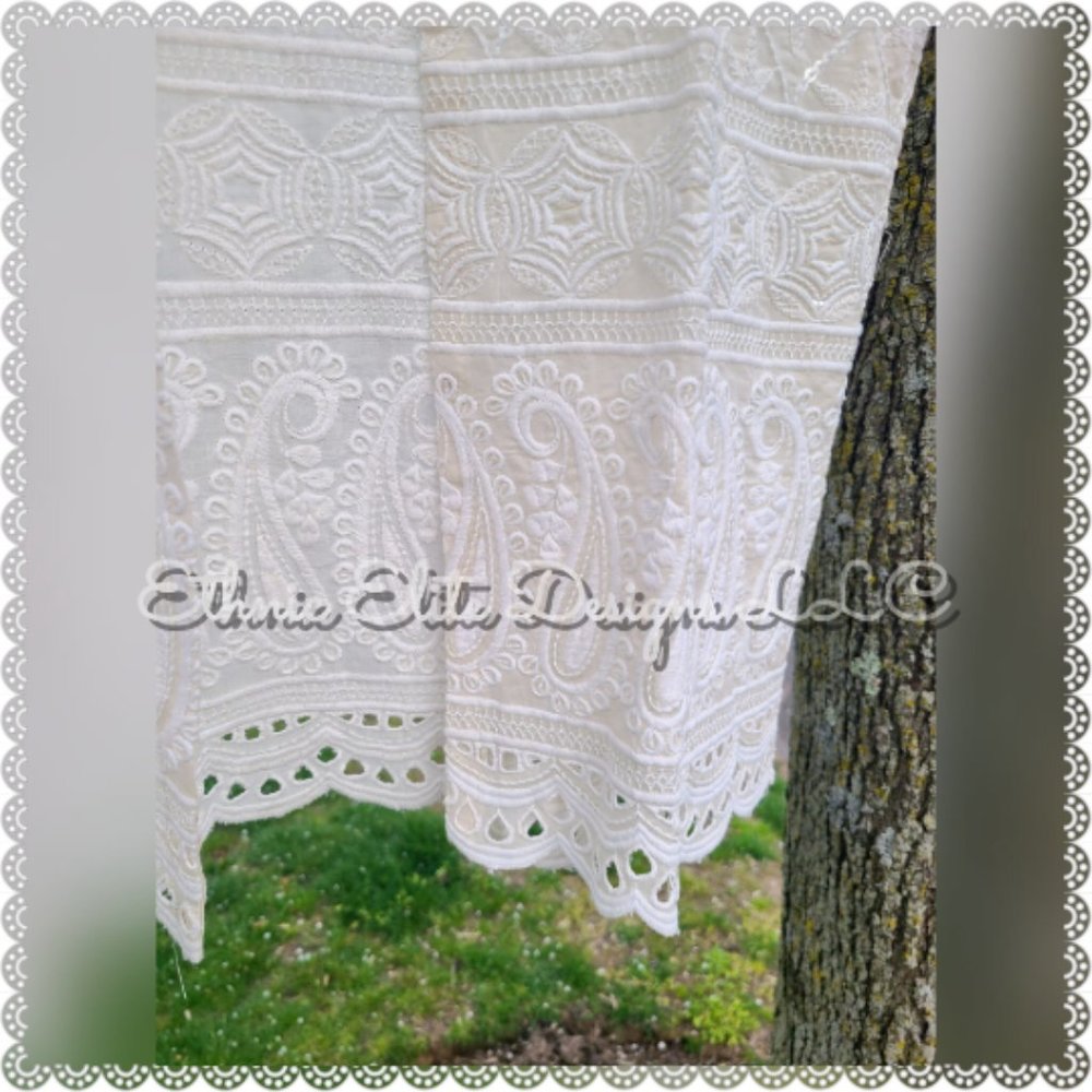 New Off-White Chikankari Vest - Embroidered Work Nehru Jacket - Closed Colla… - Picture 8 of 10